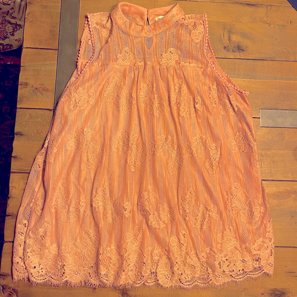 Dusty Pink Lace Sleeveless Tunic
